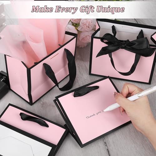 MIMIND 50 PCS Small Pink Gift Bags with Handles, Party Favor Bags Bulk with Tissue Paper & Ribbons, 6.3 x 5.1 x 3.1 Inch Treat Bags for Weddings Baby Showers Events Party Supplies - Image 4