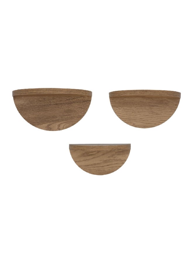 HONEYBEE 3-Piece Half Moon Wall Mount Shelf Set Brown 25 x 12.5 cm WSF194-033  - Image 2