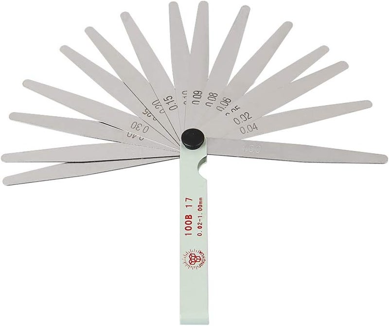 Feeler Gauge, 100mm 0.01-1.0mm Thickness Metric Feeler Gauge 17 Blades Stainless Steel Gauge for Gap Valve Measure Tool - Image 1