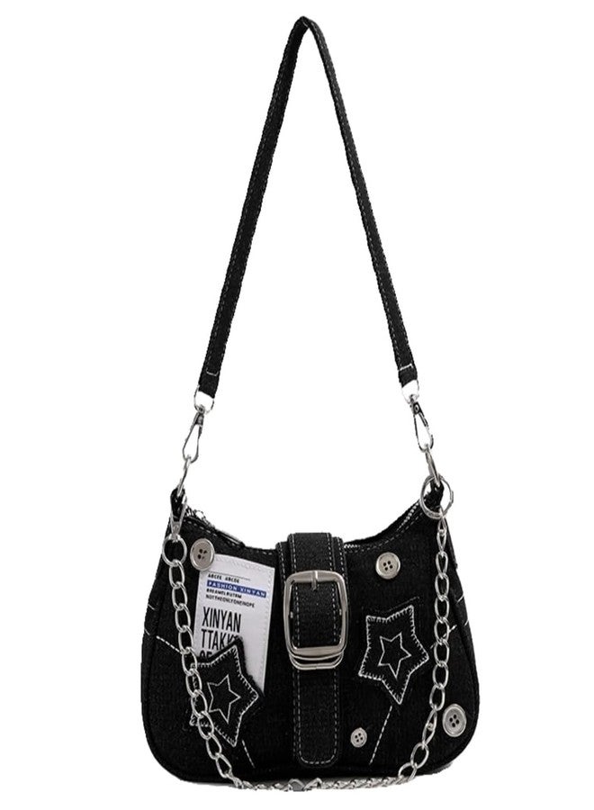 INOVERA (LABEL) Stylish Shoulder Bags for Womens and Girls - Canvas Handbag Purse with Removable Chain Strap - Ladies Crossbody Sling Bag (Black) - Image 1