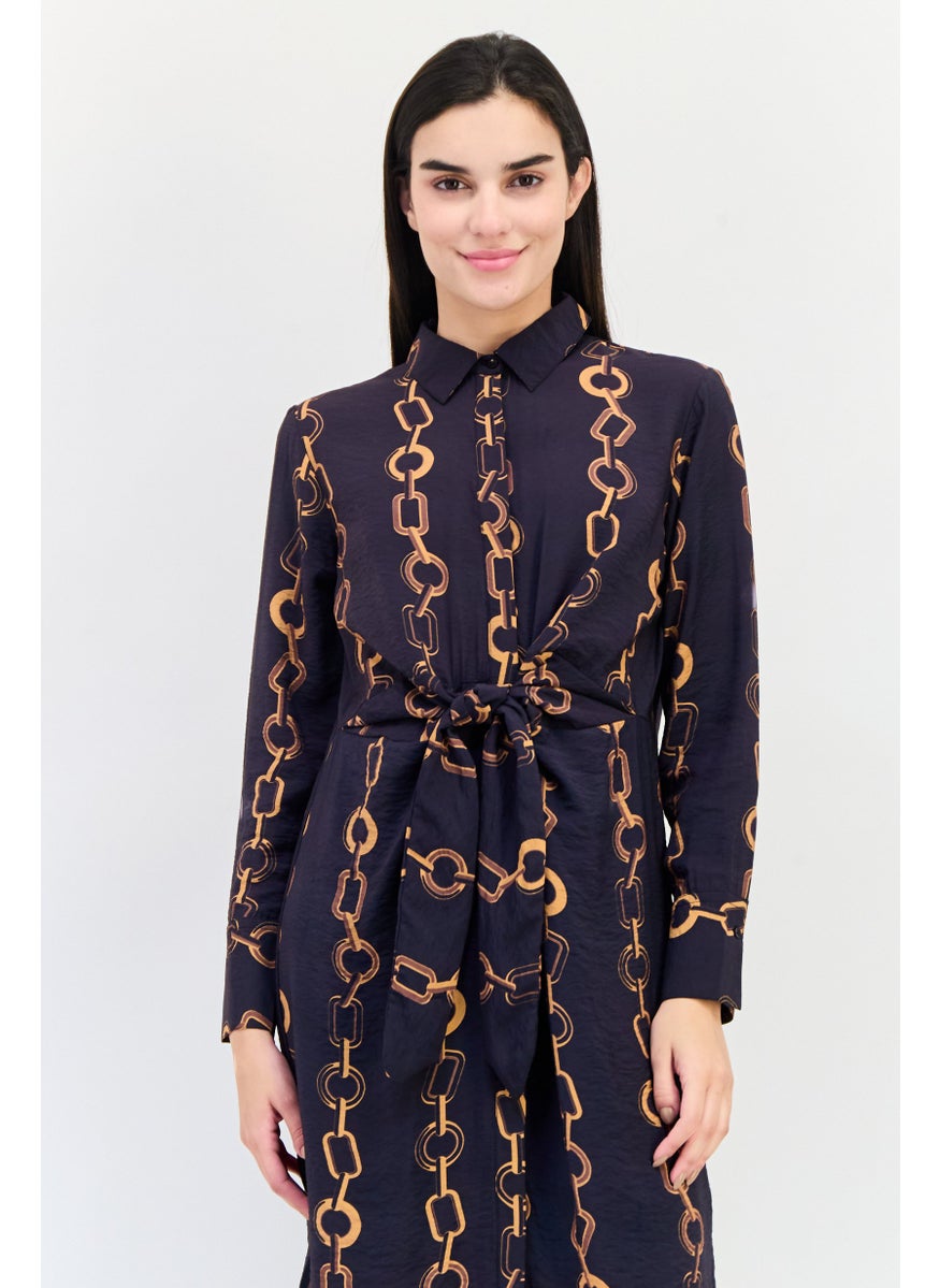 Kathy Ireland Women Allover Print Shirt Dress, Multicolor  - Image 3