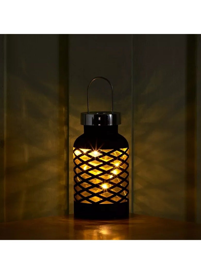 هوم بوكس فانوس زجاجي مقطوع من إيفرين مع أضواء LED - 8x8x21 سم - Image 1