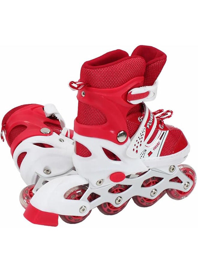 POWER - Adjustable Roller Skate Shoes Led Light Single Row 4-Wheels Size 31-34 - Image 1