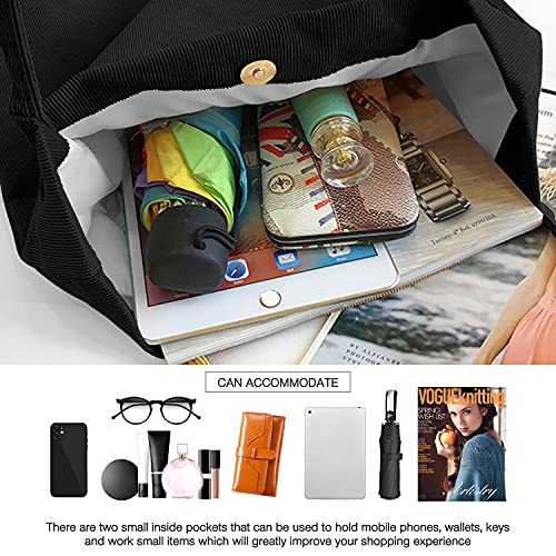 Cohpoh Women Tote Bags Grocery Shoulder Bag Corduroy with Inner Pocket for Work Beach Lunch Travel Shopping Shopper Handbags - Image 4
