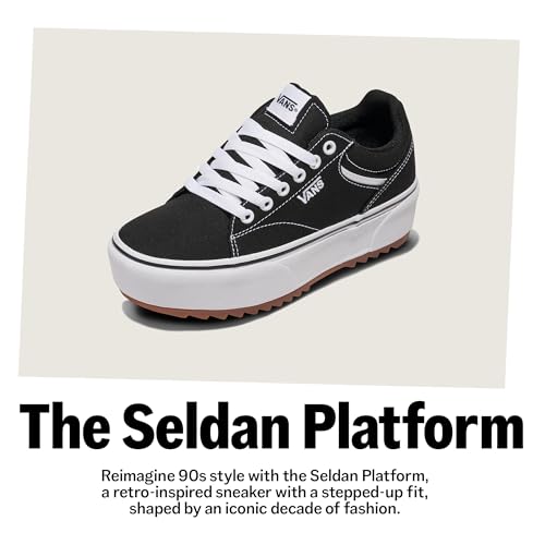 Vans Women's Seldan Platform ST Shoe | Retro Tennis Inspired Sneakers for Fashion & Everyday Wear, Canvas Black, 9 - Image 2