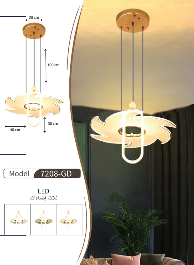 بيست باور مصباح معلق LED إنارة سقف ليد 7208-1 إضاءة داخلية بتصميم فني عصري  – 3 مستويات سطوع قابلة للتعتيم لتخصيص الإضاءة، موفر للطاقة - Image 3