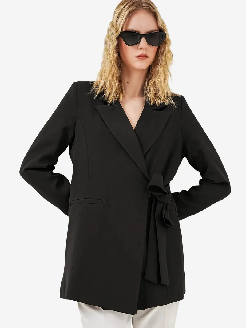 بيغ دارت BDART Long Tie Closure Shawl Collar Blazer