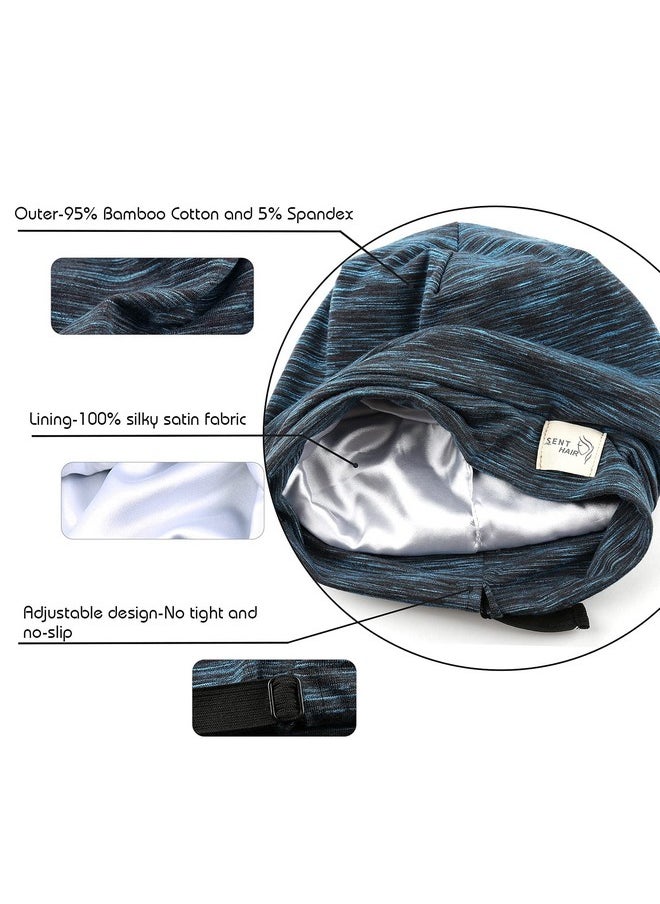 sent hair Kids Satin Lined Bonnet Silk Slouchy Beanie For Natural Hair Adjustable Sleep Bonnet Slap Cap For Kidschildtoddlerteens(410 Years Oldblue)  - Image 3