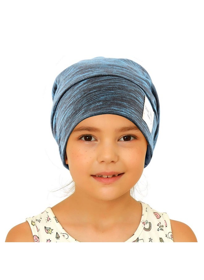 sent hair Kids Satin Lined Bonnet Silk Slouchy Beanie For Natural Hair Adjustable Sleep Bonnet Slap Cap For Kidschildtoddlerteens(410 Years Oldblue)  - Image 2