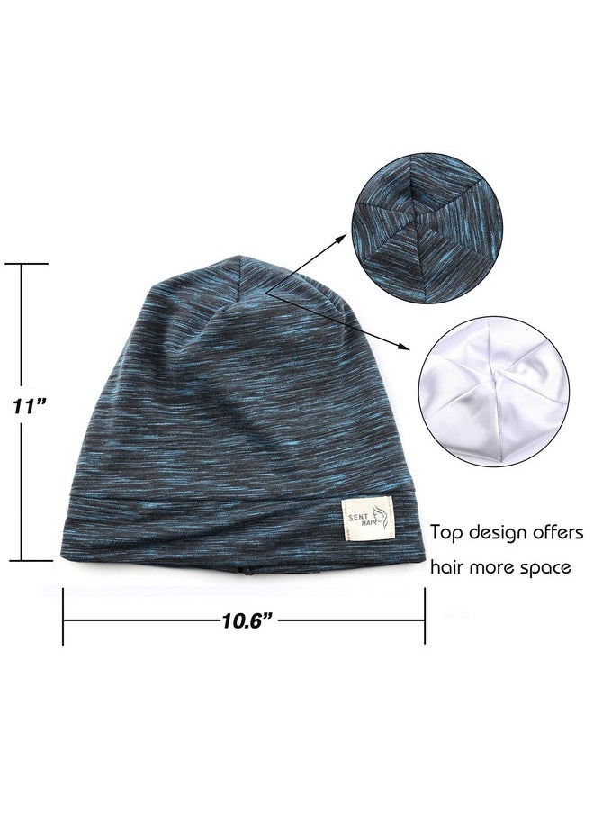 sent hair Kids Satin Lined Bonnet Silk Slouchy Beanie For Natural Hair Adjustable Sleep Bonnet Slap Cap For Kidschildtoddlerteens(410 Years Oldblue)  - Image 4
