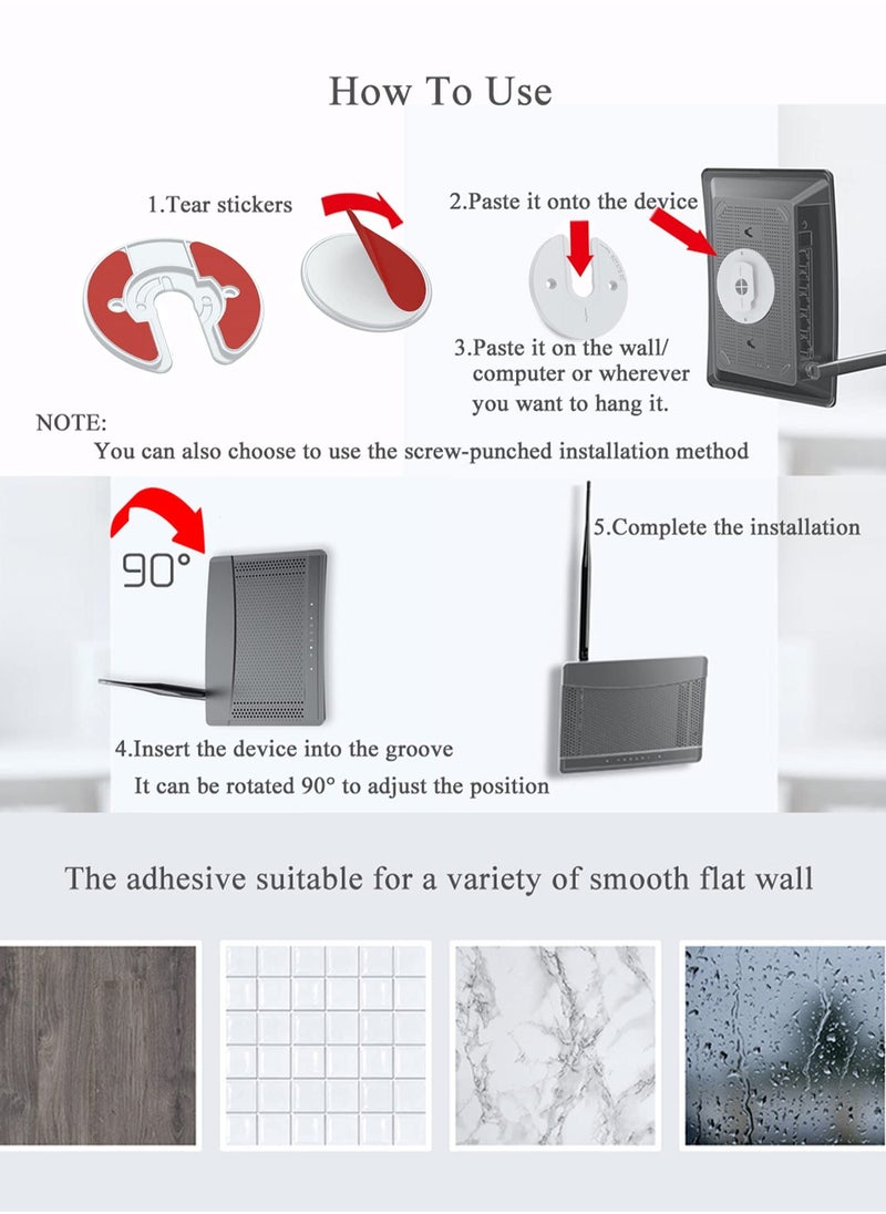 Y&D - Universal Tablet Wall Mount Base Adjustable 90 Degree Swivel Stand for iPad / Kindle Apple TV Box/ E-reader Router Electronic Device Storage (Black) - Image 1