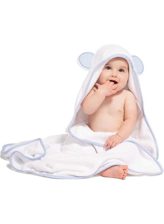 Fishers Finery Bamboo Viscose Hooded Towel & Wash Cloth Gift Set for Boys (Blue) - Image 1