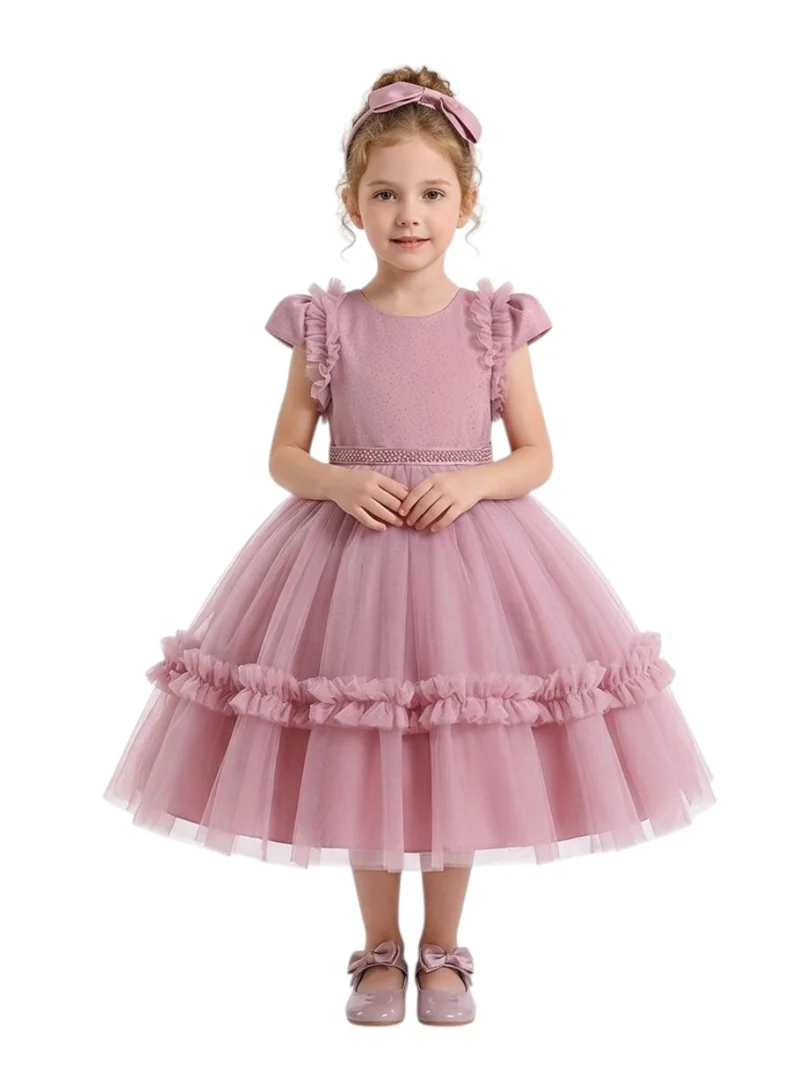 بيداني Dusty Pink Ruffle Sleeve Dress