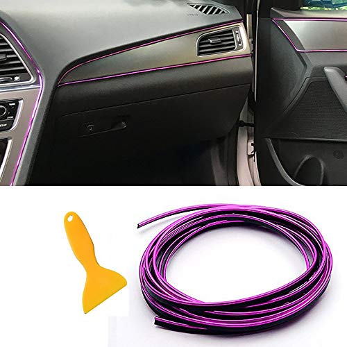 Automaze Car Interior Decoration Accessory Beading, Flexible Styling PVC Moulding Trim Strip, (5 Meters, Purple) - Image 1