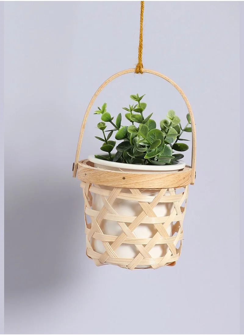 Bonhomie Ceramic Round Planter in Hanging Basket For Home Décor