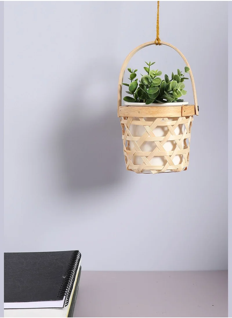 Bonhomie Ceramic Round Planter in Hanging Basket For Home Décor