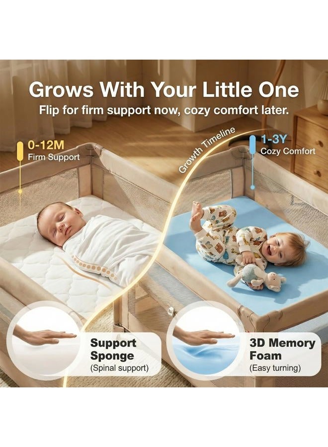DeerFable [4 in 1 3" Thick Pack and Play Mattress, Portable Mini Crib Mattress Fits All Mini/Portable Cribs, Soft Memory Foam Baby Playpen Mattresses with Waterproof/Machine Washable Cover 38"x26"x3" - Image 3