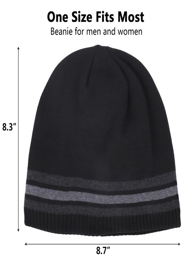 ZTL Mens Knit Beanie Hat Warm Fleece Lined Winter Hats Ribbed Stocking Hat Plain Toboggan Ski Skull Cap - Image 5