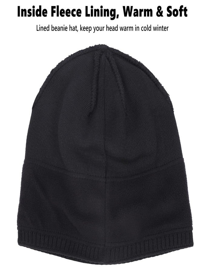 ZTL Mens Knit Beanie Hat Warm Fleece Lined Winter Hats Ribbed Stocking Hat Plain Toboggan Ski Skull Cap - Image 4