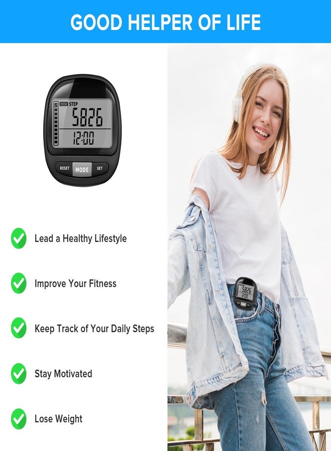 DonDofla 3D Pedometer Step Counter for Walking and Miles, Simple Step Tracker with Large Digital Display and Clip Lanyard, Steps Track Accurately Steps Monitor Watch for Women Men Adults Seniors Dog - Image 4