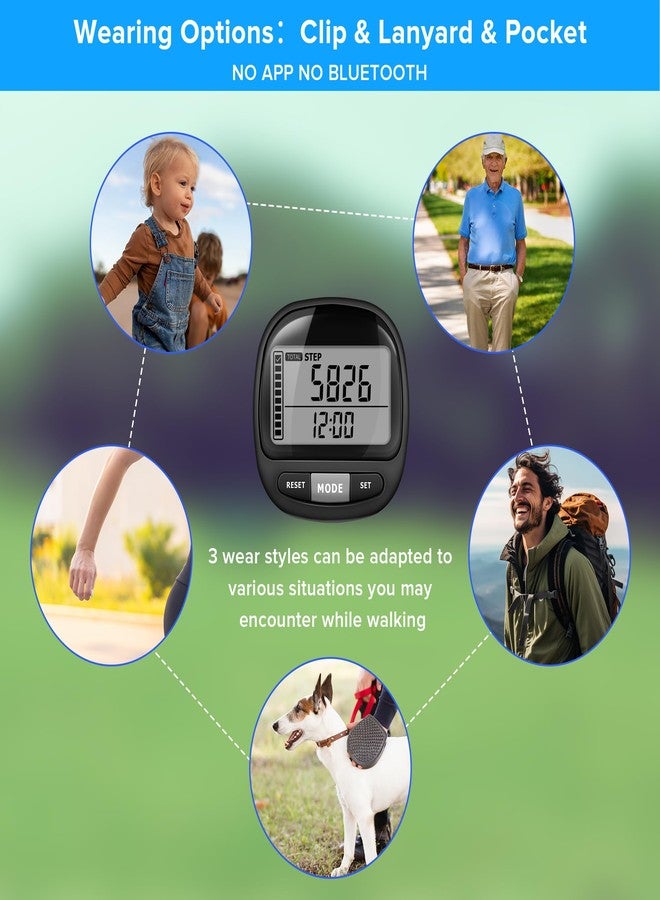 DonDofla 3D Pedometer Step Counter for Walking and Miles, Simple Step Tracker with Large Digital Display and Clip Lanyard, Steps Track Accurately Steps Monitor Watch for Women Men Adults Seniors Dog - Image 5