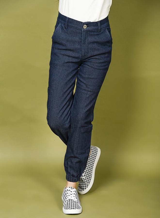 LILPICKS Solid Denim Wash Cargo Jeans  - Image 2