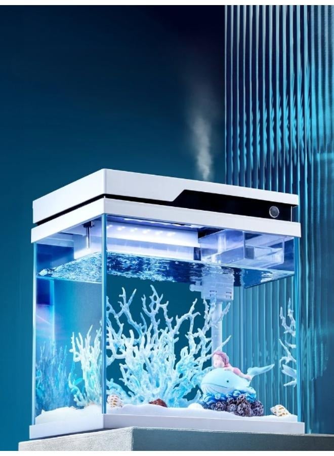 YEE التلقائي تغذية خزان الأسماك الذكية التنظيف الذاتي الزجاج سطح المكتب الصغير خزان حوض أسماك مع مصباح - Image 1
