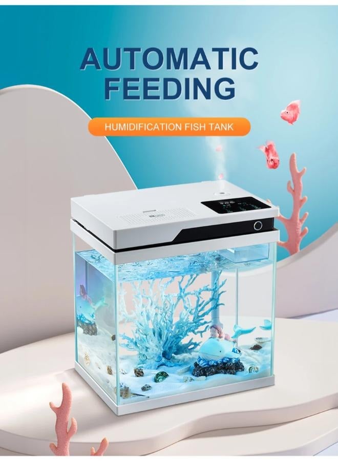 YEE التلقائي تغذية خزان الأسماك الذكية التنظيف الذاتي الزجاج سطح المكتب الصغير خزان حوض أسماك مع مصباح - Image 3