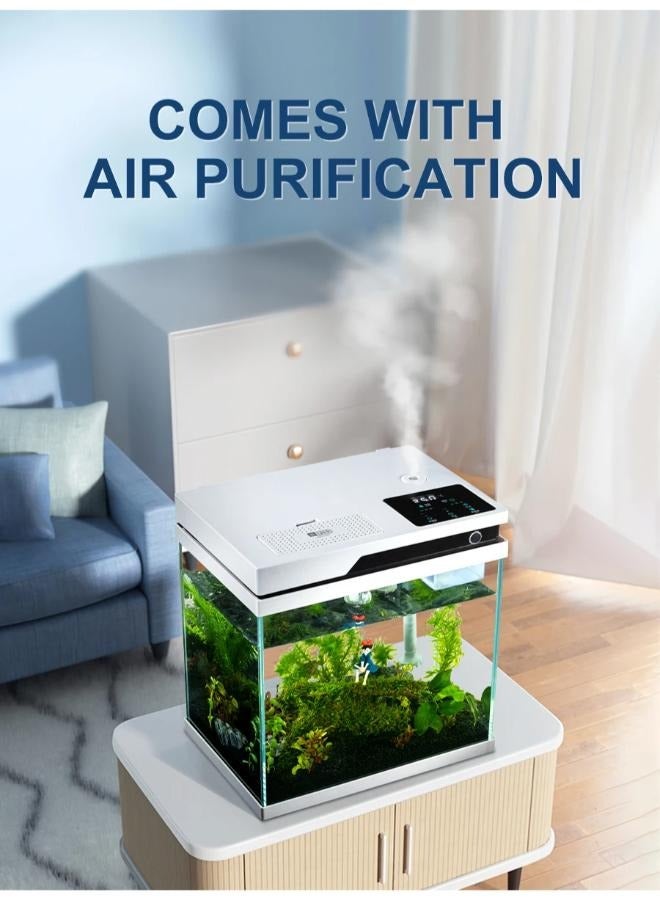 YEE التلقائي تغذية خزان الأسماك الذكية التنظيف الذاتي الزجاج سطح المكتب الصغير خزان حوض أسماك مع مصباح - Image 5