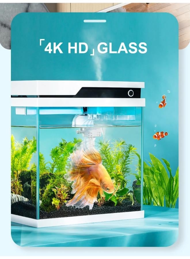 YEE التلقائي تغذية خزان الأسماك الذكية التنظيف الذاتي الزجاج سطح المكتب الصغير خزان حوض أسماك مع مصباح - Image 4