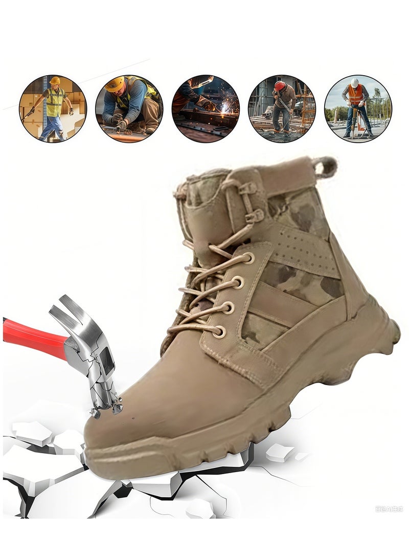 أحذية أمان بمقدمة فولاذية للعمل خفيفة الوزن مريحة مقاومة للثقب مضادة للانزلاق صناعية (45) - Image 1