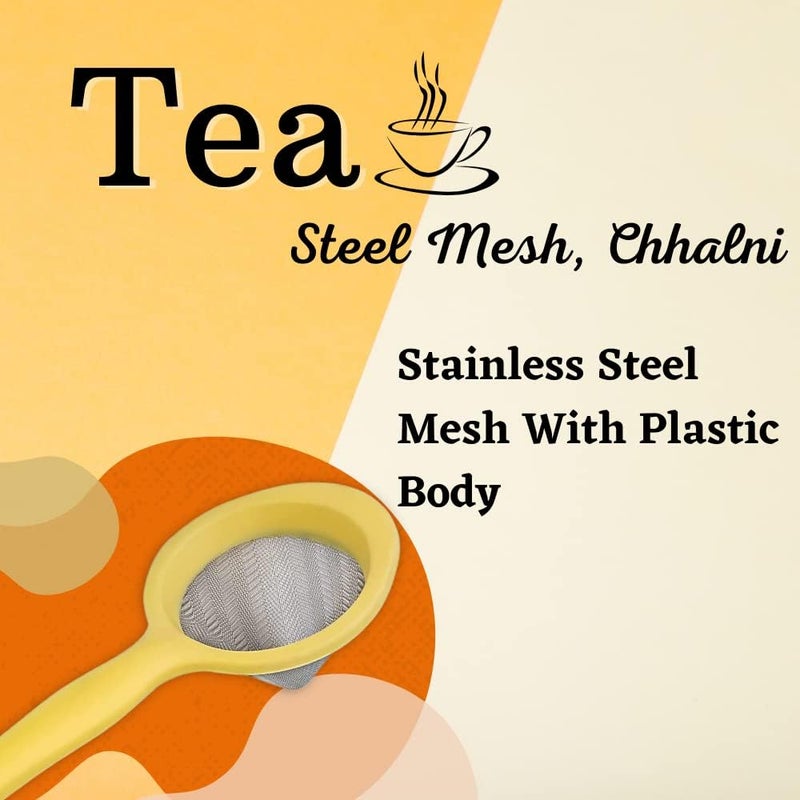 Awadh Plastic Yellow Green Blue Tea Strainer with Steel Mesh Chhalni Chhani for Tea Coffee Plastic Tea Filter Tea and Coffee Strainer with Stainless Steel Mesh Pack of Yellow Green Blue 3 - Image 3