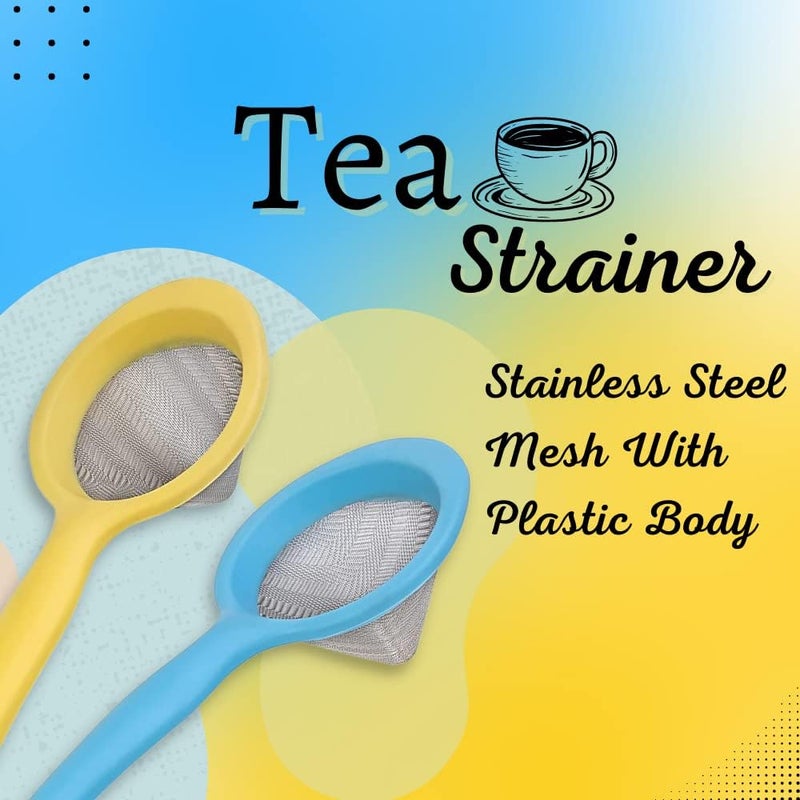 Awadh Plastic Yellow Green Blue Tea Strainer with Steel Mesh Chhalni Chhani for Tea Coffee Plastic Tea Filter Tea and Coffee Strainer with Stainless Steel Mesh Pack of Yellow Green Blue 3 - Image 4