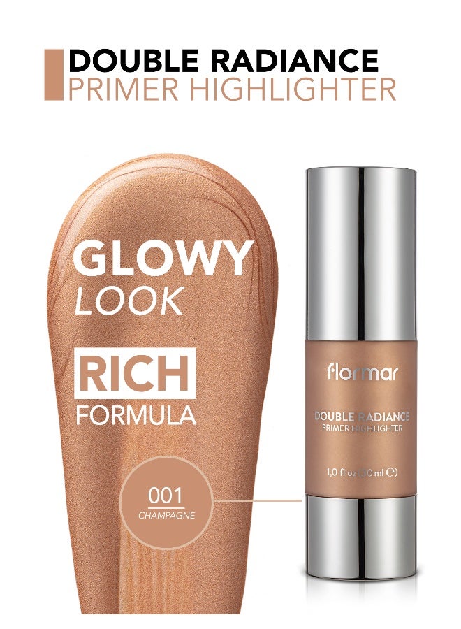 flormar Double Radiance Primer Highlighter – Champagne – 2-in-1 Radiant Primer & Highlighter, Instant Glow Effect, Smooth Makeup Base Champagne - Image 4