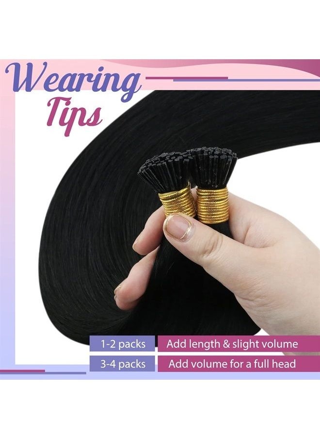 Sunny Hair Sunny I Tip Hair Extensions Black I Tips Hair Extensions Human Hair for Women Itips Extensions Real Human Hair 50g/100Strands 14inch I Tip Human Hair Extensions Straight Tips Black Hair Extensions  - Image 5