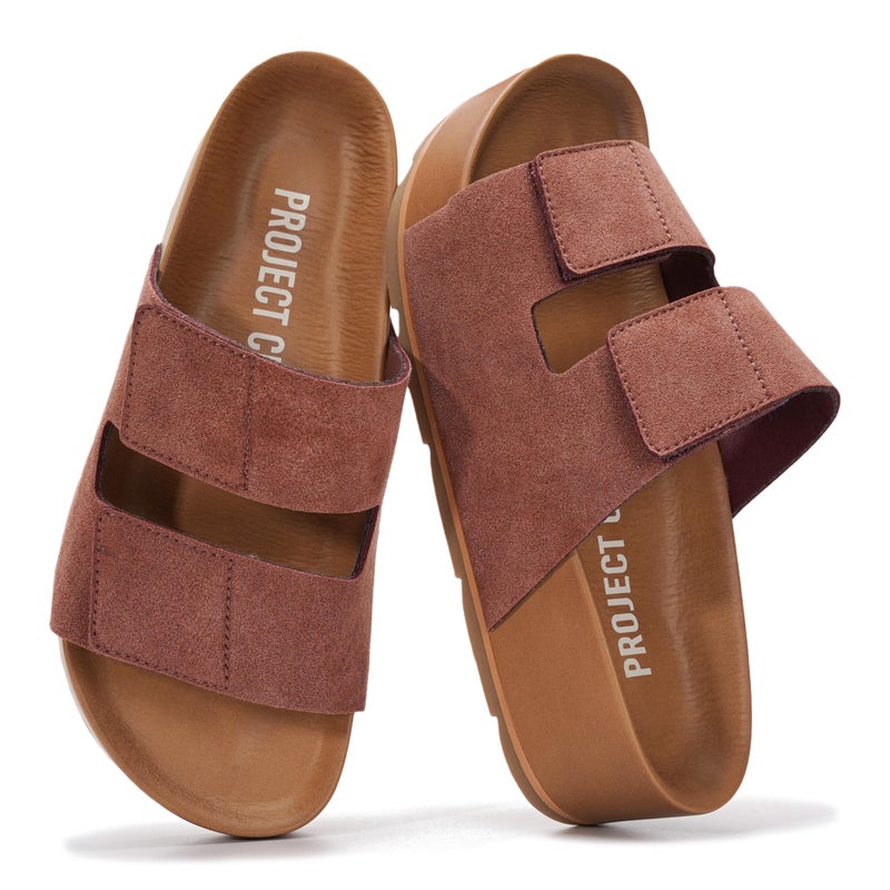 Project Cloud 100% Genuine Leather Platform Sandals Women Footwear-Beach Essentials Summer Wedges with Plush and Soft Insole-Non Slip&Lightweight Wedge Sandals For Women 2026 (Pismo, BERRYSUEDE,8.5M) - Image 1