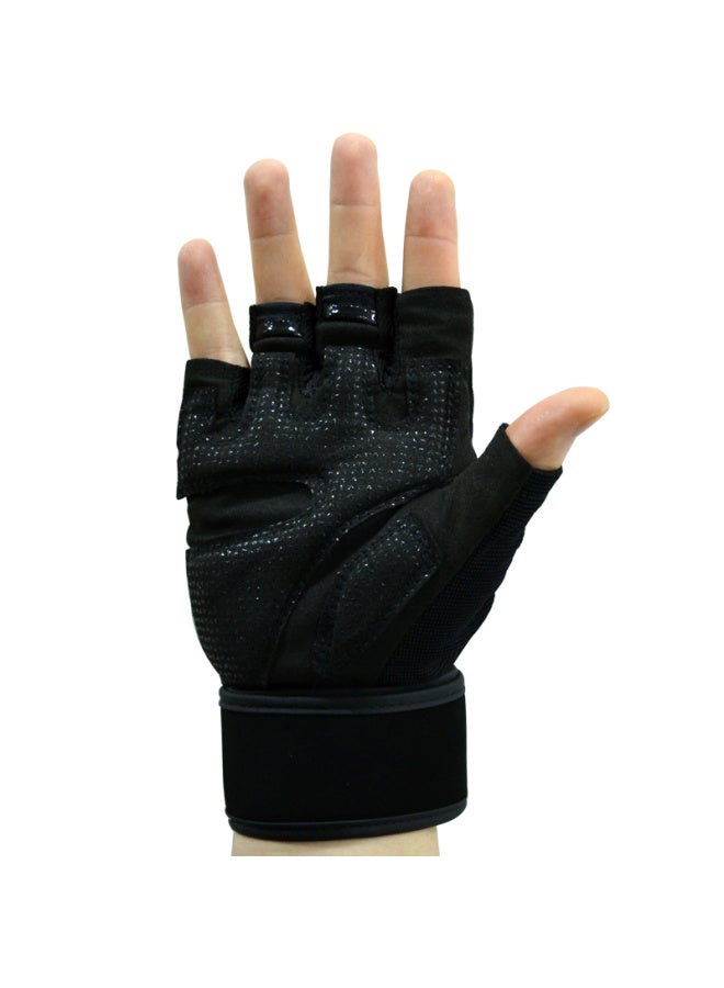 Lac Fitness Gloves, Men's And Women's Sports Equipment Dumbbell Training Half-finger Gloves, Extended Wrist Protection For Gym Training, Non-slip Cycling Gloves, Size M - Image 4