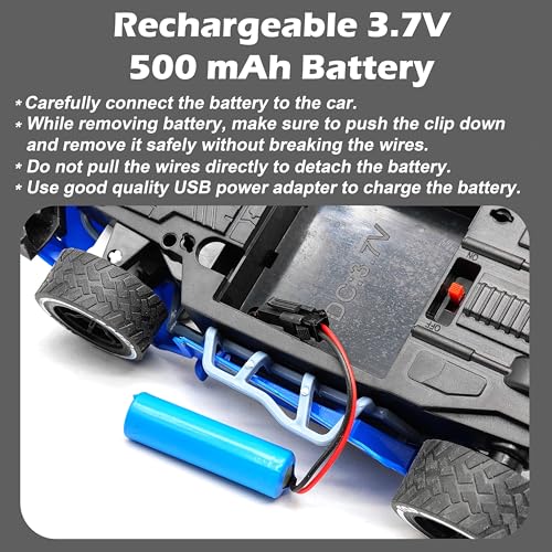 VGRASSP Rechargeable Racing Car Toy for Kids with 2.4 GHz Long Range Remote Control - 1:16 Scale Joystick RC Sports Vehicle (Blue) - Image 3