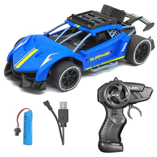 VGRASSP Rechargeable Racing Car Toy for Kids with 2.4 GHz Long Range Remote Control - 1:16 Scale Joystick RC Sports Vehicle (Blue) - Image 1