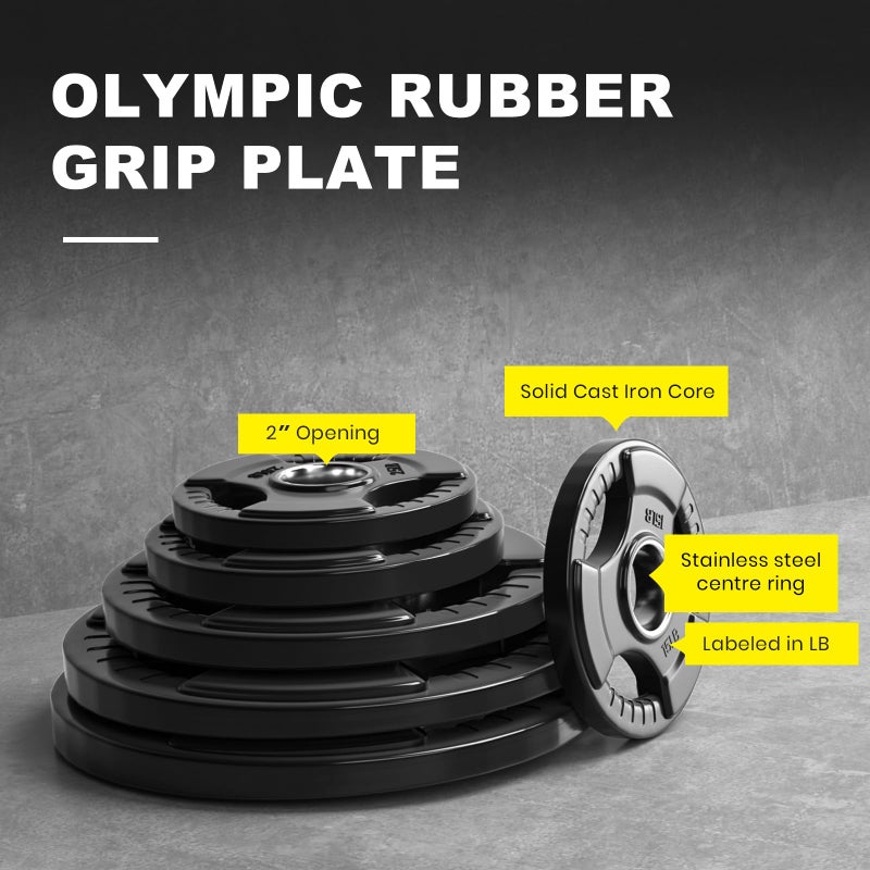 Lionscool 2-Inch Rubber Coated Olympic Grip Plate In Pairs Or Single For Strength Training  Weightlifting And Bodybuilding  2.5-45Lbs  One Year Warranty (2.5Lb Pair) - Image 2