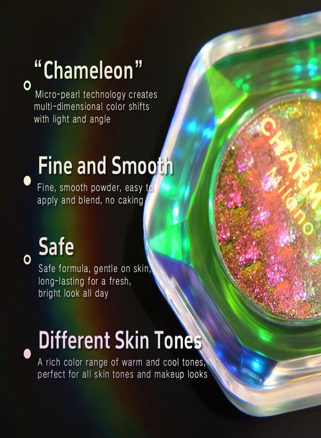 CHARMACY Chameleon Diamond Rainbow Eyeshadow, Multichrome Face Highlighter Palette, Multi-use, Long Lasting, High Pigment, Metallic Glitter Sparkling Eyeshadow Eyes Makeup Highlighter #03 - Image 4