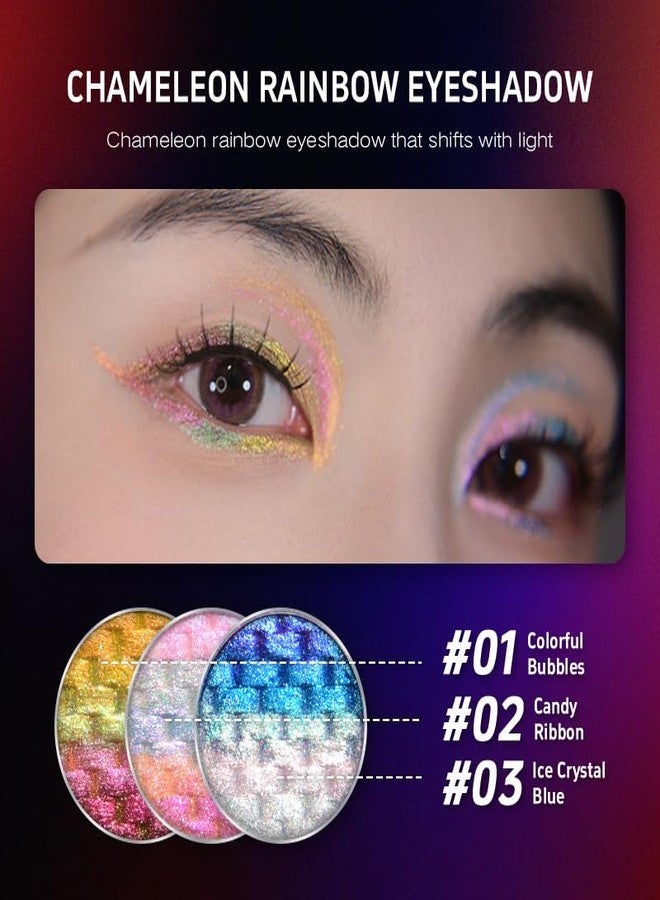 CHARMACY Chameleon Diamond Rainbow Eyeshadow, Multichrome Face Highlighter Palette, Multi-use, Long Lasting, High Pigment, Metallic Glitter Sparkling Eyeshadow Eyes Makeup Highlighter #03 - Image 5