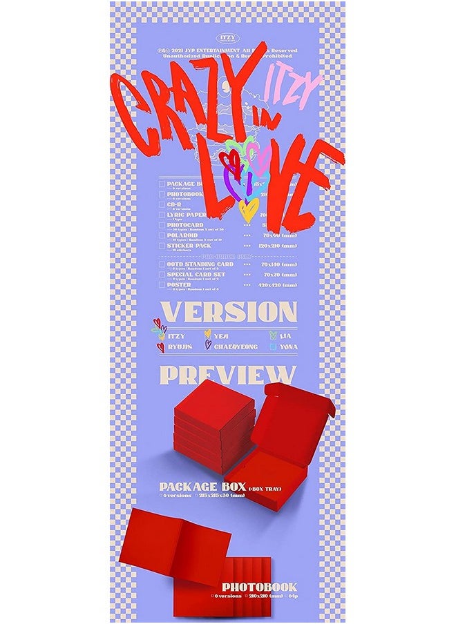 Itzy Crazy In Love [Yuna Ver.] (1St Album) Album+Pre Order Limited Folded Poster+Culturekorean Gift(Decorative Stickers Photocards)  - Image 3