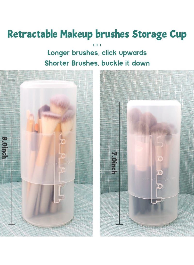 SOLARAE Retractable Makeup Brush Holder - Large Capacity Portable Vertical Storage Box, Transparent Waterproof and Dustproof Case for Travel Makeup Brushes. Perfect for Organizing Your Beauty Tools! - Image 2