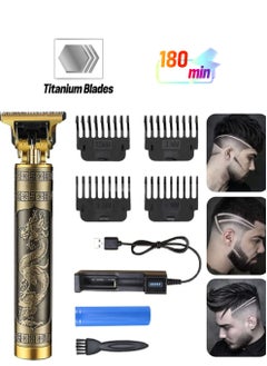 Cordless Hair Clipper, Zero Gapped T-Blade Trimmer Rechargeable Beard Trimmer, Professional Hair Clippers with 4 Guide Combs Hair Grooming Set for Men