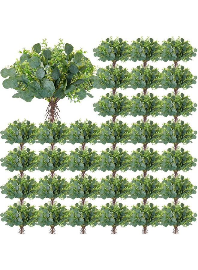 Yunsailing 100 Pcs Faux Eucalyptus Stems with White Seeds Artificial Eucalyptus Leaves Greenery Eucalyptus Decor Fake Leaf Branches for Wedding Bouquets Centerpiece Flower Arrangement Farmhouse Home Decoration - Image 1