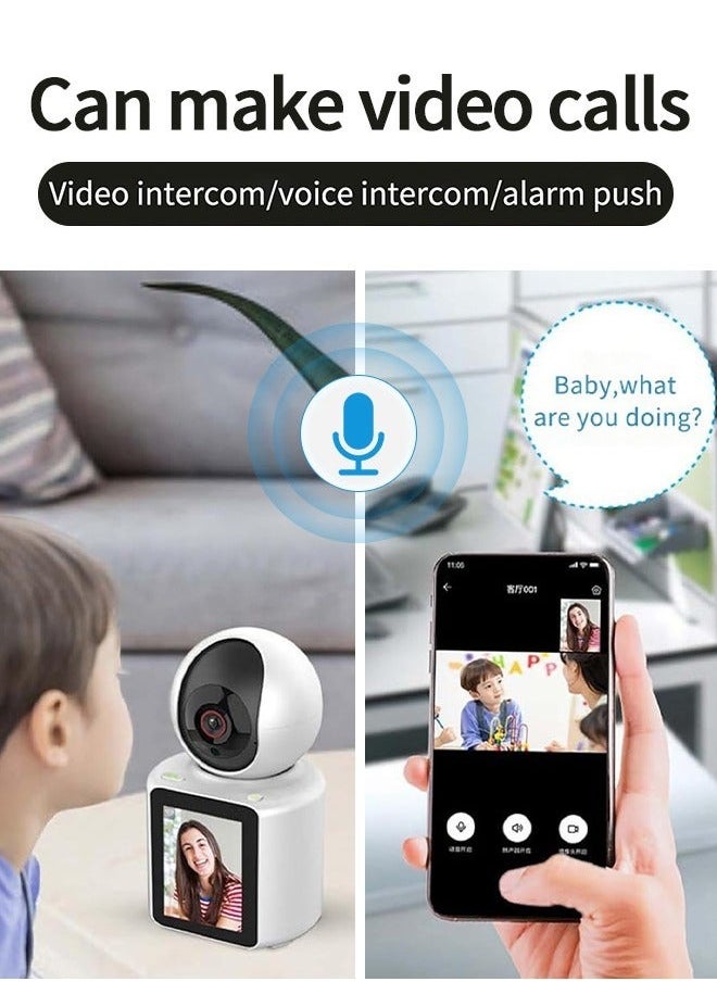 Baby Monitor with Built-in Display Screen One-Button Baby Call Video Audio Video Call with Mom, Smart Motion Tracking