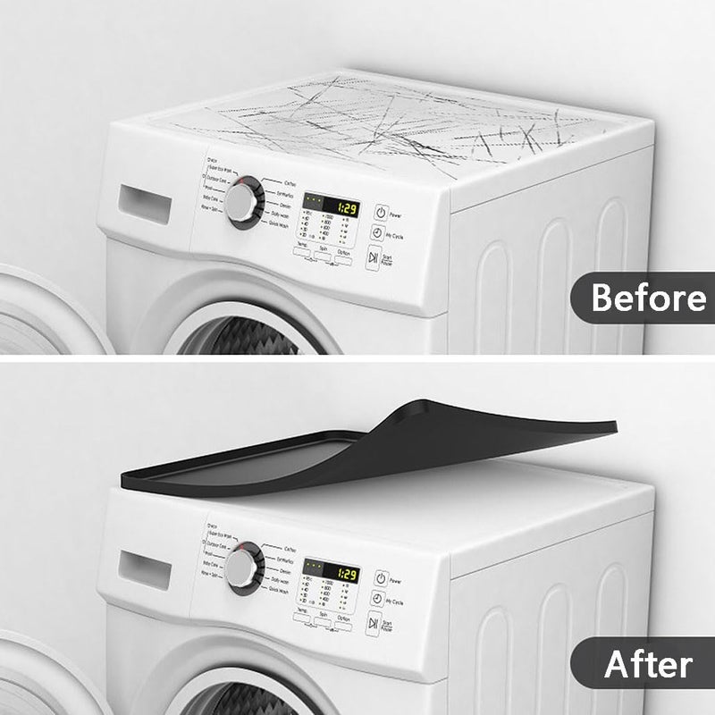 Goodern Washer and Dryer Covers for the Top,60 * 65CM Silicone Dust-Proof Top Protector Mat,Liquid Non Leakage Tray,Non Slip Easy to Clean Heat-Resistant Pad,Ideal for Home Kitchen Laundry Room-Black - Image 2