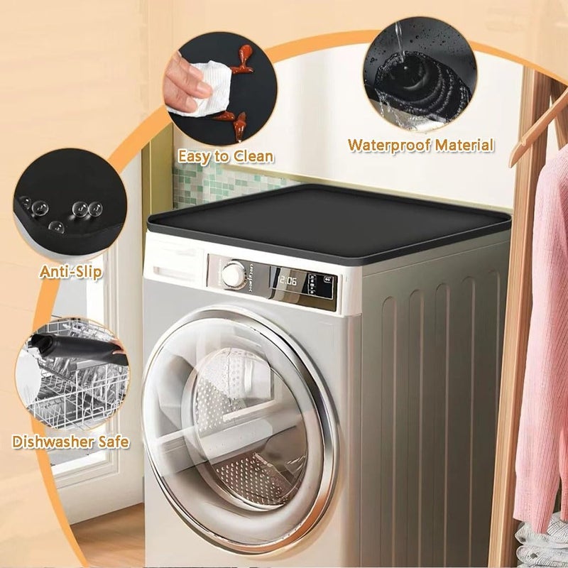 Goodern Washer and Dryer Covers for the Top,60 * 65CM Silicone Dust-Proof Top Protector Mat,Liquid Non Leakage Tray,Non Slip Easy to Clean Heat-Resistant Pad,Ideal for Home Kitchen Laundry Room-Black - Image 4