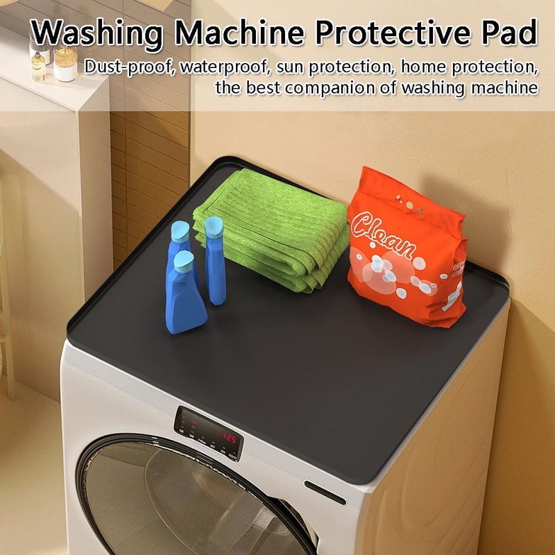 Goodern Washer and Dryer Covers for the Top,60 * 65CM Silicone Dust-Proof Top Protector Mat,Liquid Non Leakage Tray,Non Slip Easy to Clean Heat-Resistant Pad,Ideal for Home Kitchen Laundry Room-Black - Image 3